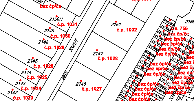 Mikulov 1028 na parcele st. 2147 v KÚ Mikulov na Moravě, Katastrální mapa