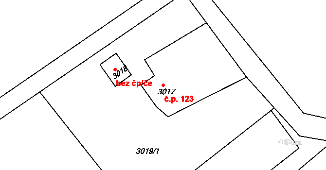Třanovice 123 na parcele st. 3017 v KÚ Třanovice, Katastrální mapa