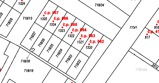 Chlumec nad Cidlinou IV 563, Chlumec nad Cidlinou na parcele st. 1321 v KÚ Chlumec nad Cidlinou, Katastrální mapa