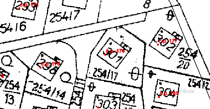 Opatovec 176 na parcele st. 301 v KÚ Opatovec, Katastrální mapa