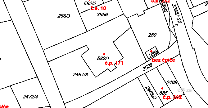Cvikov II 171, Cvikov na parcele st. 582/1 v KÚ Cvikov, Katastrální mapa