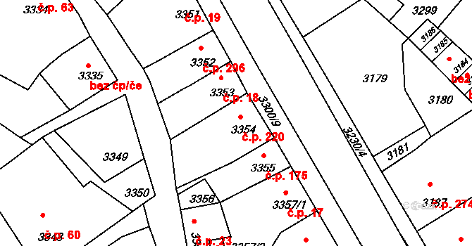 Mimoň I 220, Mimoň na parcele st. 3354 v KÚ Mimoň, Katastrální mapa