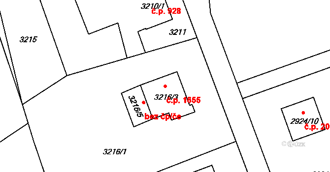 Petřvald 1655 na parcele st. 3216/3 v KÚ Petřvald u Karviné, Katastrální mapa