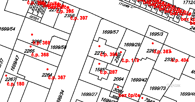 Nové Dvory 394, Třebíč na parcele st. 2274 v KÚ Třebíč, Katastrální mapa