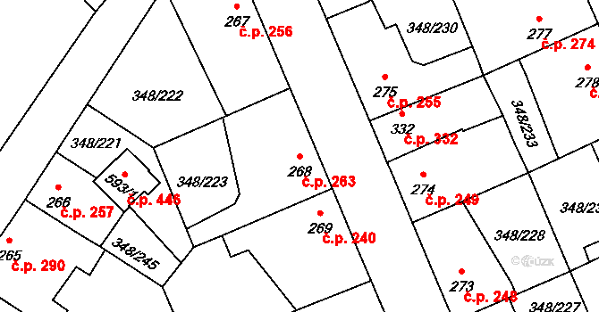 Černčice 263 na parcele st. 268 v KÚ Černčice u Loun, Katastrální mapa