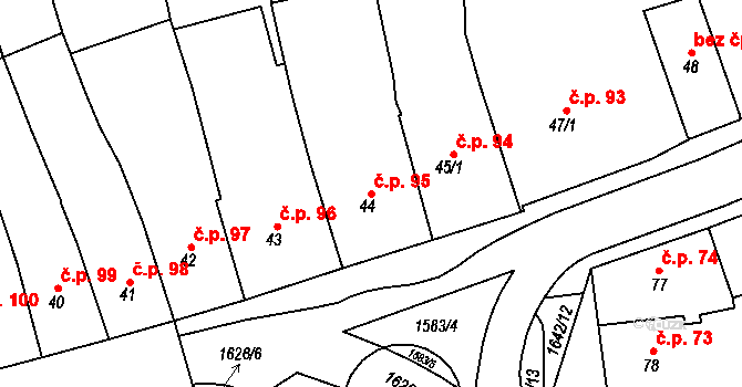 Švihov 95 na parcele st. 44 v KÚ Švihov u Klatov, Katastrální mapa