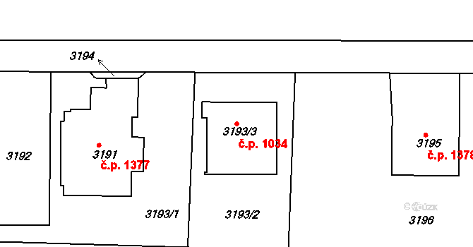 Dejvice 1034, Praha na parcele st. 3193/3 v KÚ Dejvice, Katastrální mapa