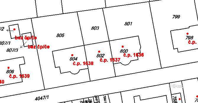 Dejvice 1637, Praha na parcele st. 802 v KÚ Dejvice, Katastrální mapa