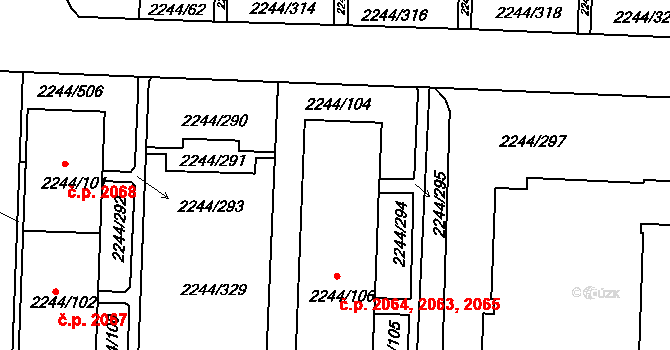 Strašnice 2064, Praha na parcele st. 2244/107 v KÚ Strašnice, Katastrální mapa