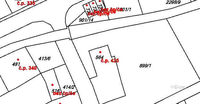 Rožmitál pod Třemšínem 425 na parcele st. 564 v KÚ Rožmitál pod Třemšínem, Katastrální mapa
