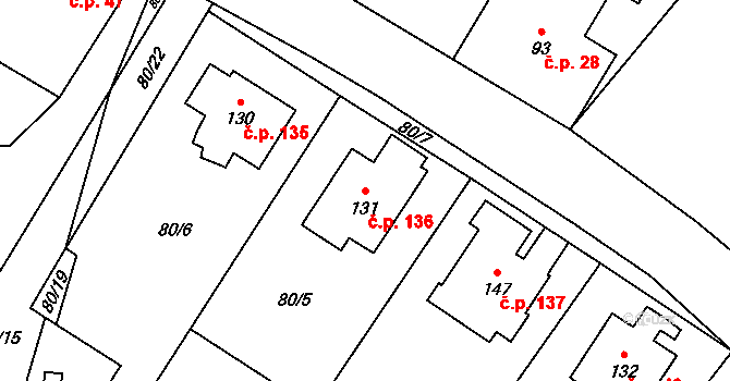 Žireč 136, Dvůr Králové nad Labem na parcele st. 131 v KÚ Žireč Městys, Katastrální mapa