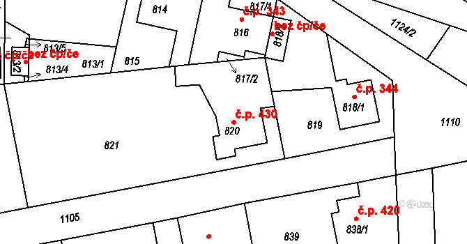 Liberec VII-Horní Růžodol 430, Liberec na parcele st. 820 v KÚ Horní Růžodol, Katastrální mapa