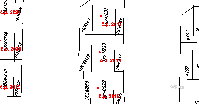 Mizerov 2016, Karviná na parcele st. 1624/230 v KÚ Karviná-město, Katastrální mapa