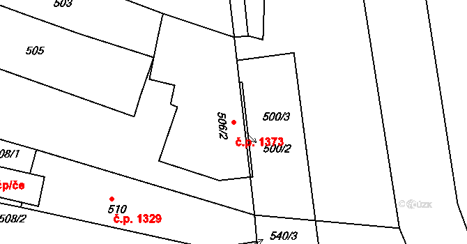 Třešť 1373 na parcele st. 506/2 v KÚ Třešť, Katastrální mapa