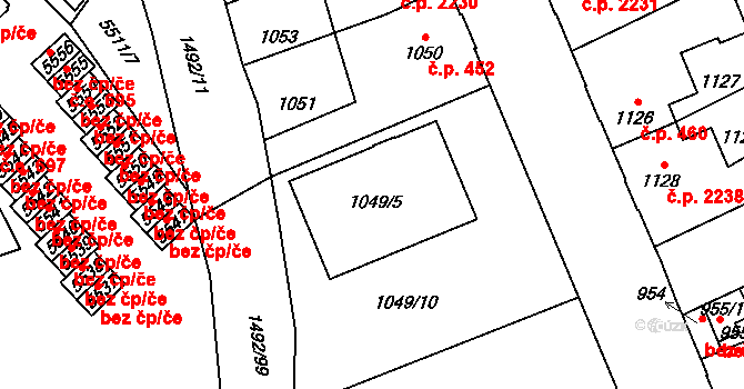 Kročehlavy 2770, Kladno na parcele st. 1049/5 v KÚ Kročehlavy, Katastrální mapa