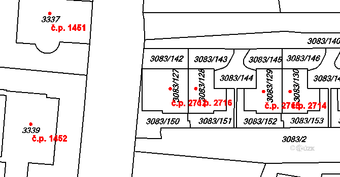 Dejvice 2717, Praha na parcele st. 3083/127 v KÚ Dejvice, Katastrální mapa