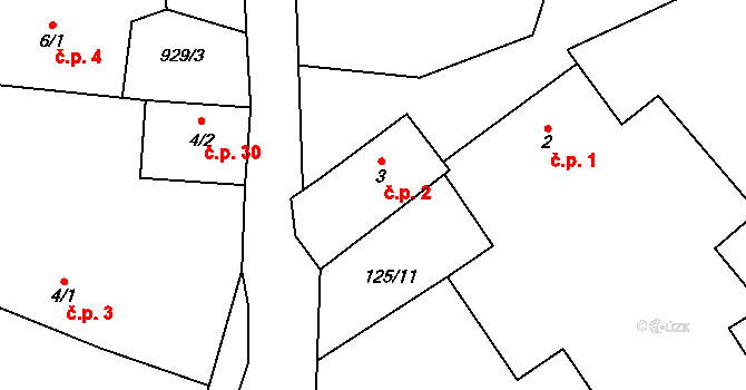 Arnoštovice 2, Heřmaničky na parcele st. 3 v KÚ Arnoštovice, Katastrální mapa