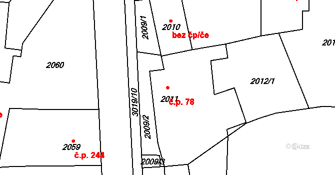 Janovice 78, Velká Bíteš na parcele st. 2011 v KÚ Velká Bíteš, Katastrální mapa