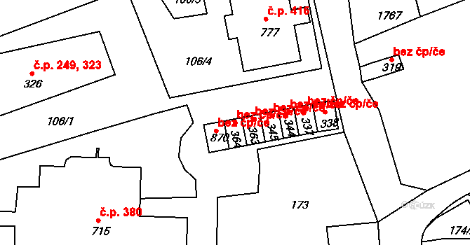 Vyšší Brod 38388723 na parcele st. 364 v KÚ Vyšší Brod, Katastrální mapa