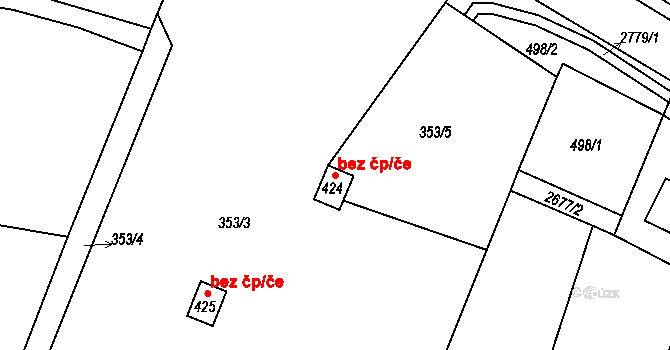 Hoštka 41483723 na parcele st. 424 v KÚ Hoštka, Katastrální mapa