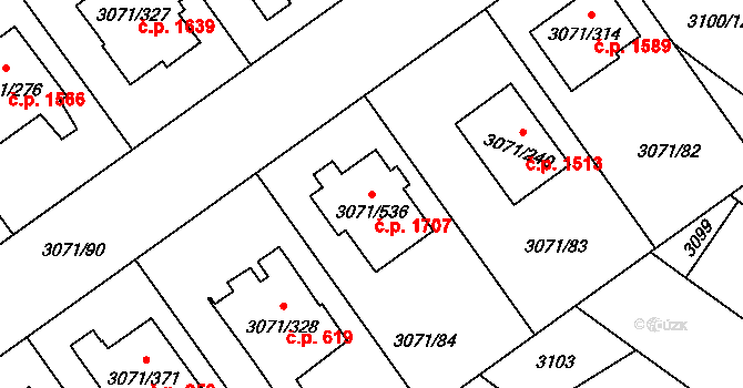 Hlučín 1707 na parcele st. 3071/536 v KÚ Hlučín, Katastrální mapa