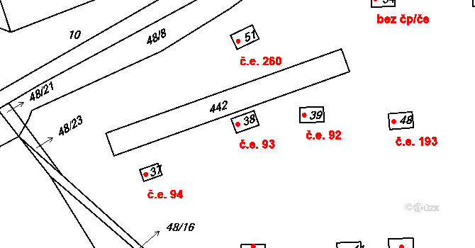 Slaný 48195723 na parcele st. 38 v KÚ Netovice, Katastrální mapa