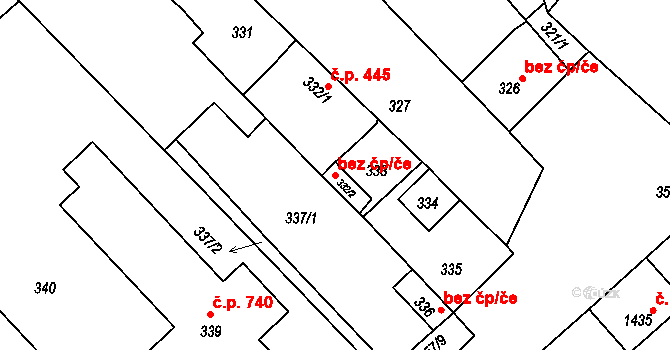 Vnorovy 48890723 na parcele st. 332/2 v KÚ Vnorovy, Katastrální mapa