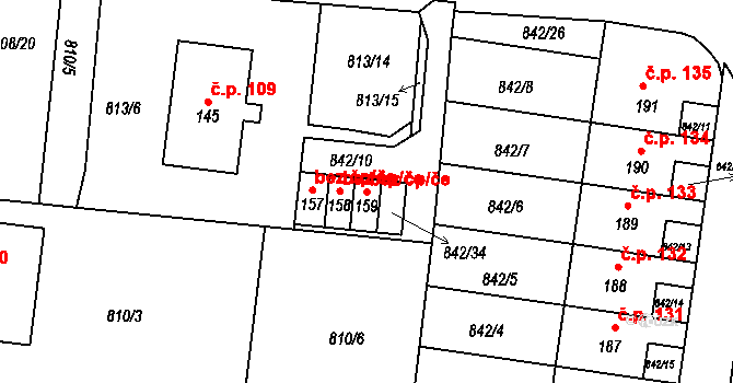 Čestice 50393723 na parcele st. 159 v KÚ Čestice u Častolovic, Katastrální mapa