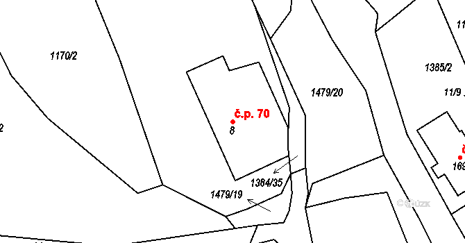 Horní Libchavy 70, Libchavy na parcele st. 8 v KÚ Horní Libchavy, Katastrální mapa