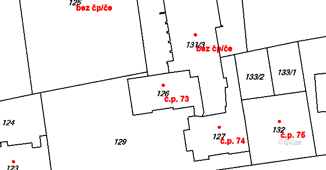 Český Těšín 73 na parcele st. 126 v KÚ Český Těšín, Katastrální mapa