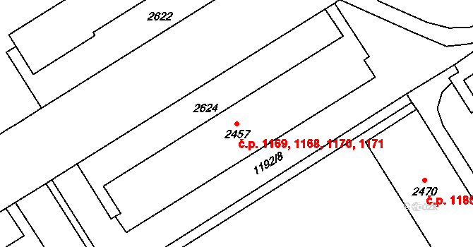 Beroun-Město 1168,1169,1170,1171, Beroun na parcele st. 2457 v KÚ Beroun, Katastrální mapa