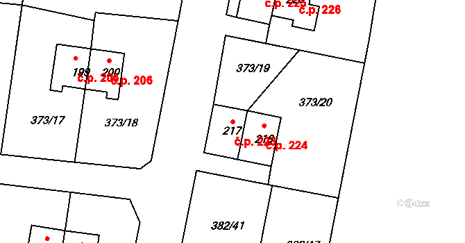 Mlékojedy 223, Neratovice na parcele st. 217 v KÚ Mlékojedy u Neratovic, Katastrální mapa