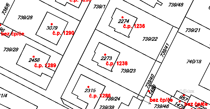 Neratovice 1238 na parcele st. 2273 v KÚ Neratovice, Katastrální mapa