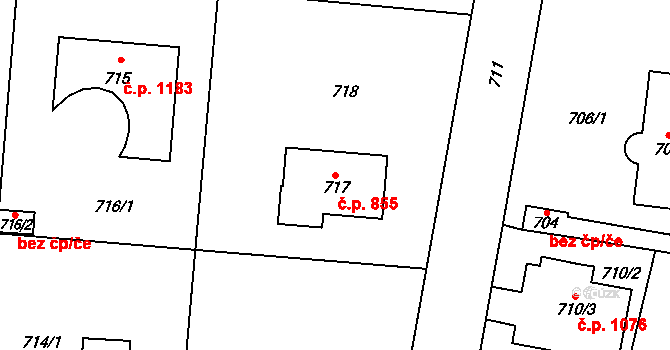 Řevnice 855 na parcele st. 717 v KÚ Řevnice, Katastrální mapa