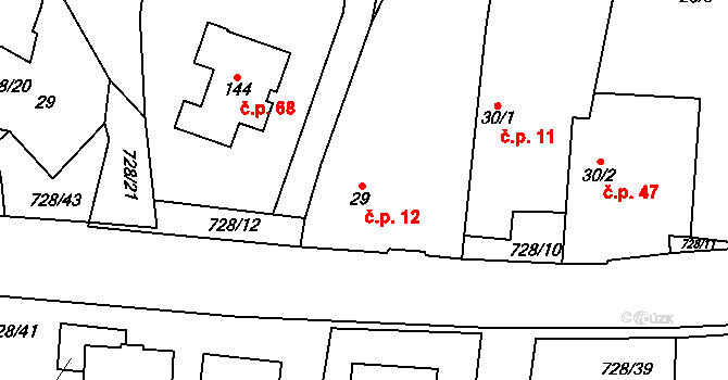Jeníčkova Lhota 12, Chotoviny na parcele st. 29 v KÚ Jeníčkova Lhota, Katastrální mapa