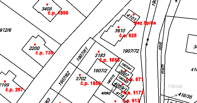 Náchod 1855 na parcele st. 3183 v KÚ Náchod, Katastrální mapa