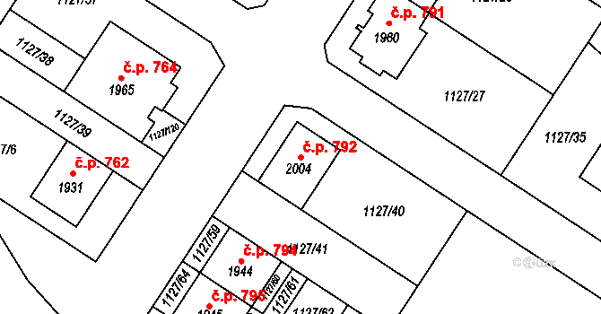 Holýšov 792 na parcele st. 2004 v KÚ Holýšov, Katastrální mapa