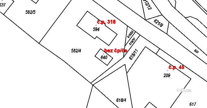 Korouhev 99620723 na parcele st. 640 v KÚ Korouhev, Katastrální mapa