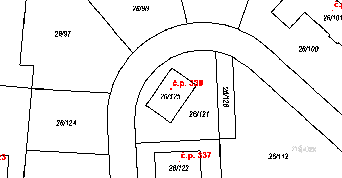 Chuchelná 338 na parcele st. 26/125 v KÚ Chuchelná, Katastrální mapa