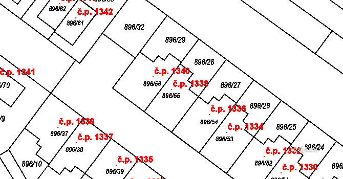 Svatobořice 1338, Svatobořice-Mistřín na parcele st. 896/55 v KÚ Svatobořice, Katastrální mapa