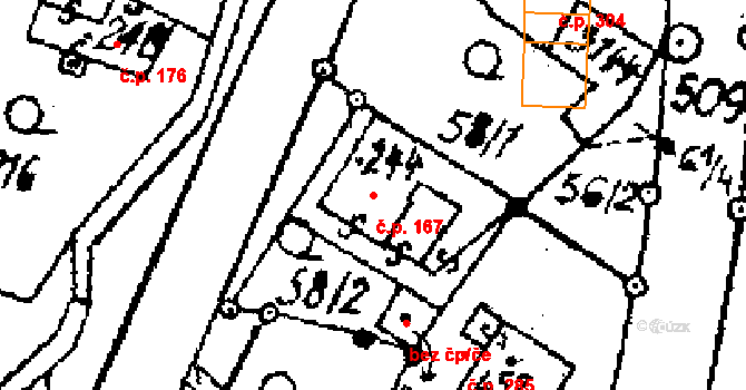 Střítež nad Ludinou 167 na parcele st. 244 v KÚ Střítež nad Ludinou, Katastrální mapa