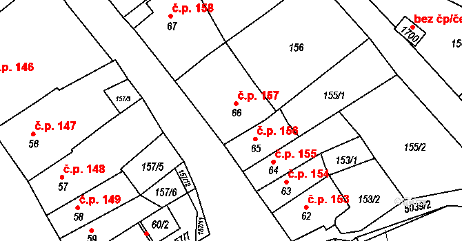 Jáchymov 157 na parcele st. 66 v KÚ Jáchymov, Katastrální mapa