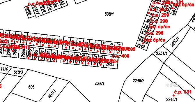 Veverská Bítýška 253 na parcele st. 557 v KÚ Veverská Bítýška, Katastrální mapa