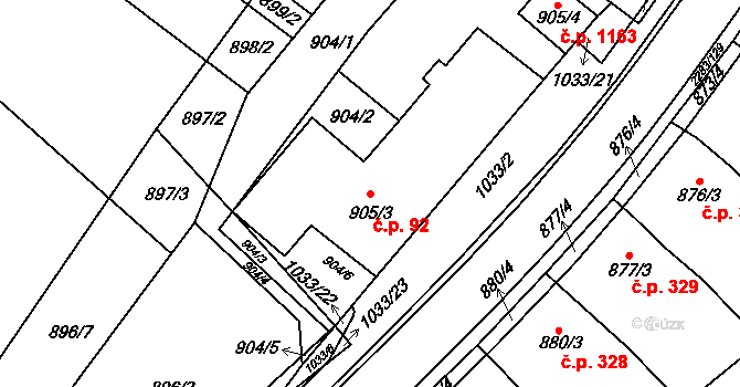 Svatobořice 92, Svatobořice-Mistřín na parcele st. 905/3 v KÚ Svatobořice, Katastrální mapa
