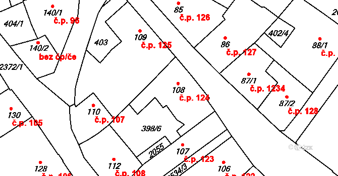 Polná 124 na parcele st. 108 v KÚ Polná, Katastrální mapa