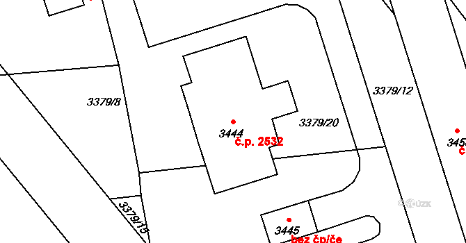 Kročehlavy 2532, Kladno na parcele st. 3444 v KÚ Kročehlavy, Katastrální mapa