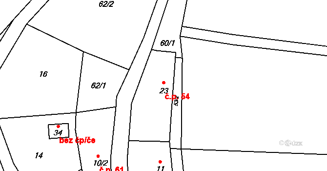 Libínky 54, Polepy na parcele st. 23 v KÚ Trnová u Polep, Katastrální mapa