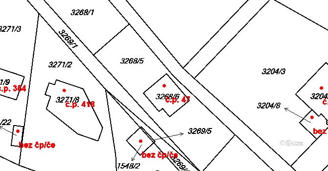 Podmoklice 47, Semily na parcele st. 3268/6 v KÚ Semily, Katastrální mapa