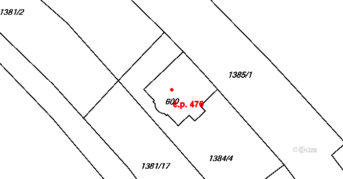 Kardašova Řečice 476 na parcele st. 600/1 v KÚ Kardašova Řečice, Katastrální mapa