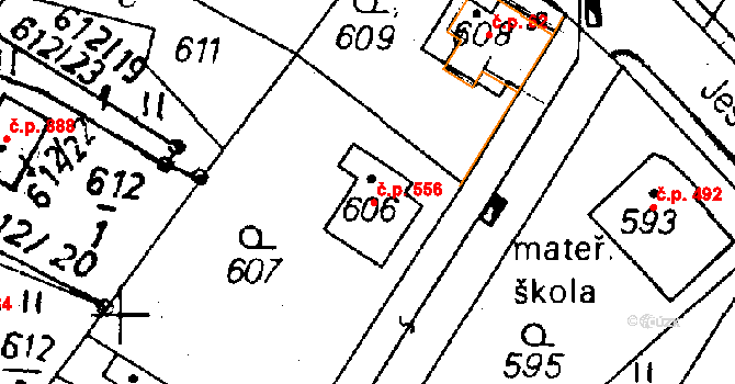 Rychnov u Jablonce nad Nisou 556 na parcele st. 606 v KÚ Rychnov u Jablonce nad Nisou, Katastrální mapa